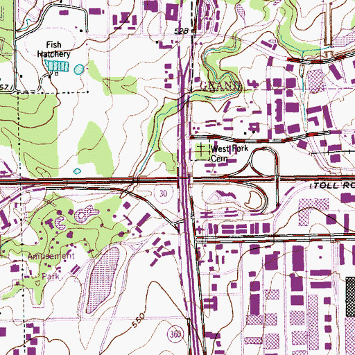 Topographic Map of Interchange 30, TX