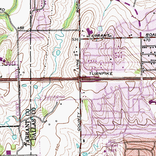 Topographic Map of Interchange 32, TX