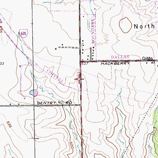 Topographic Map of Interchange 33, TX