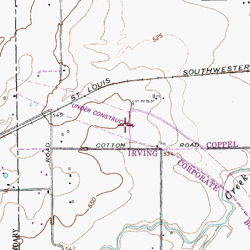 Topographic Map of Interchange 35, TX