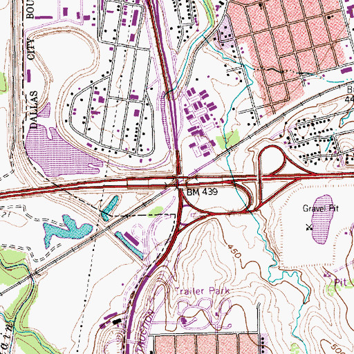 Topographic Map of Interchange 38, TX