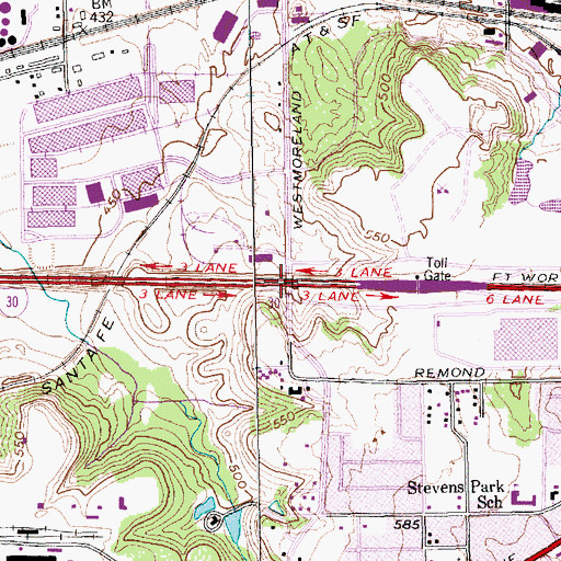 Topographic Map of Interchange 41, TX