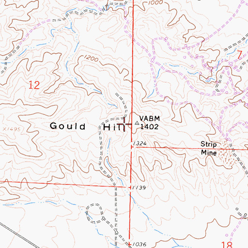 Topographic Map of Gould Hill, CA