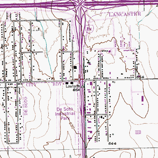 Topographic Map of Interchange 417, TX