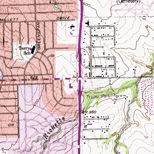Topographic Map of Interchange 419, TX
