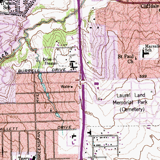 Topographic Map of Interchange 420, TX