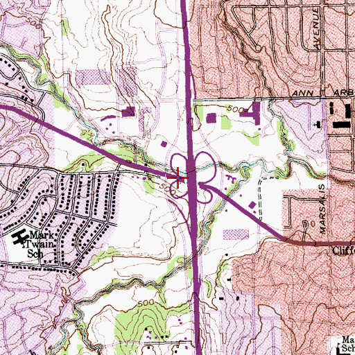 Topographic Map of Interchange 421A, TX