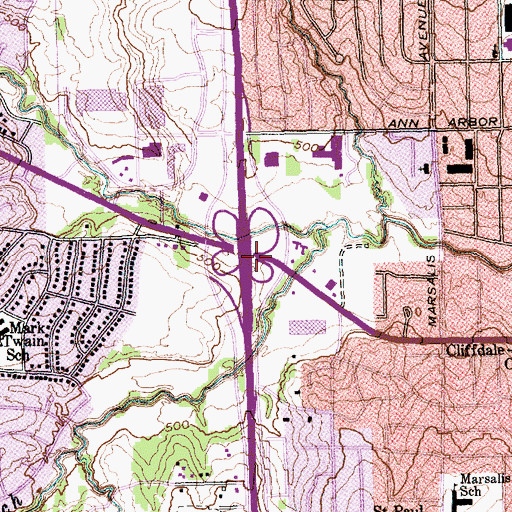 Topographic Map of Interchange 421B, TX