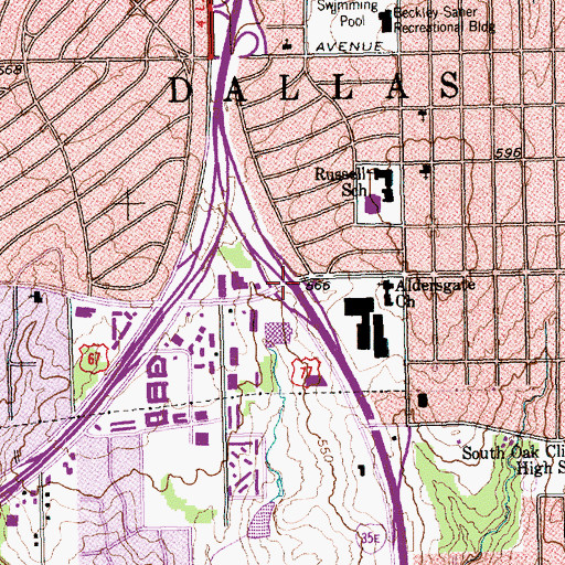 Topographic Map of Interchange 422B, TX