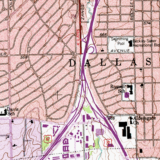 Topographic Map of Interchange 423, TX