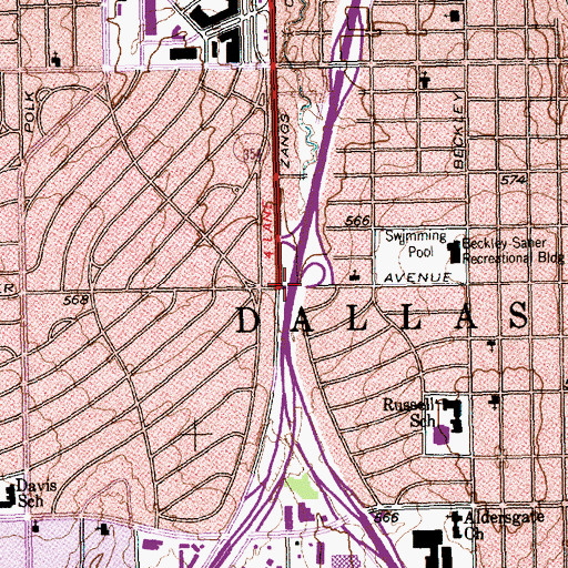 Topographic Map of Interchange 423B, TX