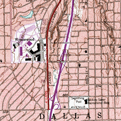 Topographic Map of Interchange 424, TX