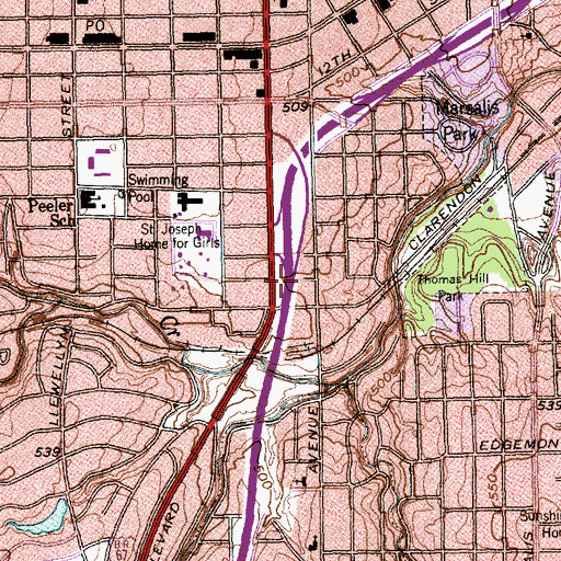 Topographic Map of Interchange 425A, TX