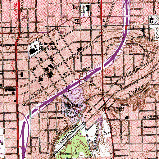 Topographic Map of Interchange 425B, TX