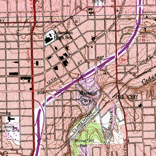 Topographic Map of Interchange 425C, TX