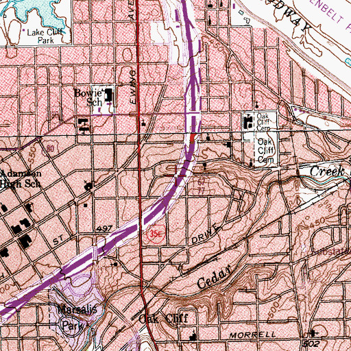 Topographic Map of Interchange 426A, TX