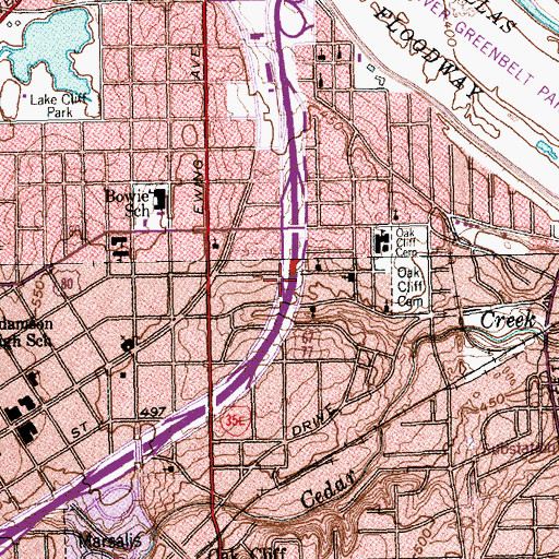 Topographic Map of Interchange 426B, TX