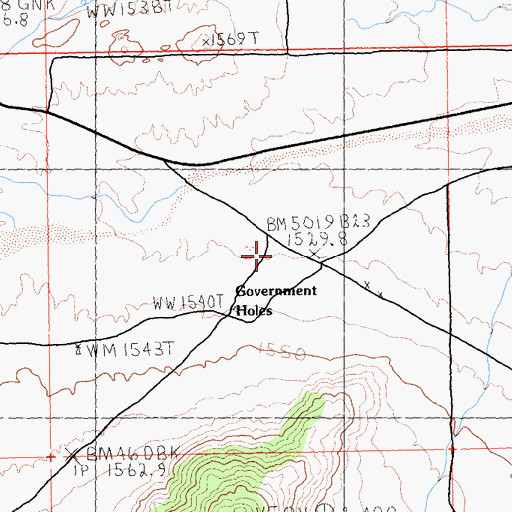 Topographic Map of Government Holes, CA
