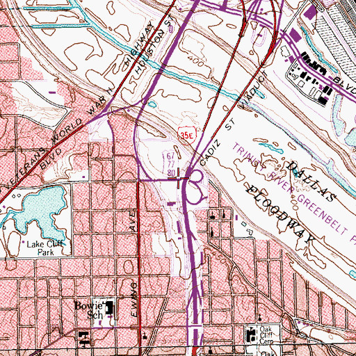 Topographic Map of Interchange 427A, TX