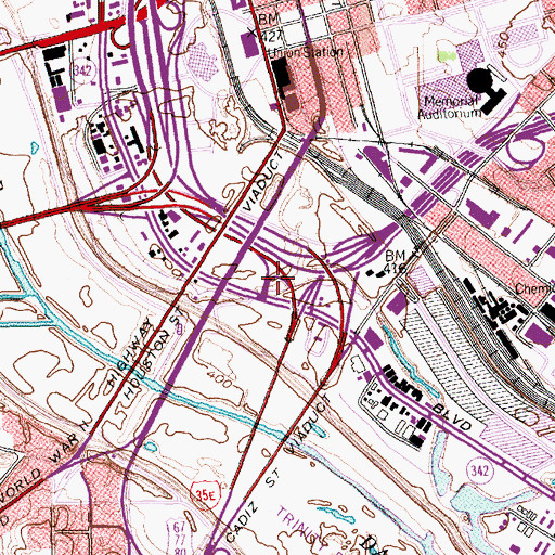 Topographic Map of Interchange 427C, TX
