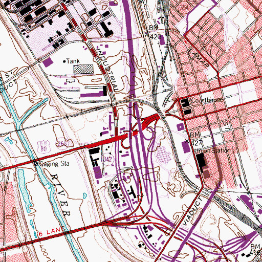 Topographic Map of Interchange 428A, TX