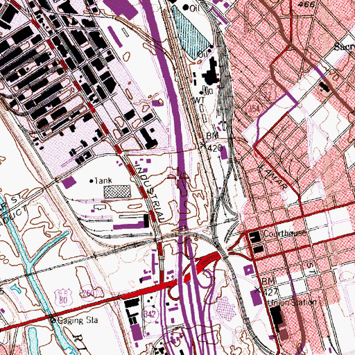 Topographic Map of Interchange 428B, TX