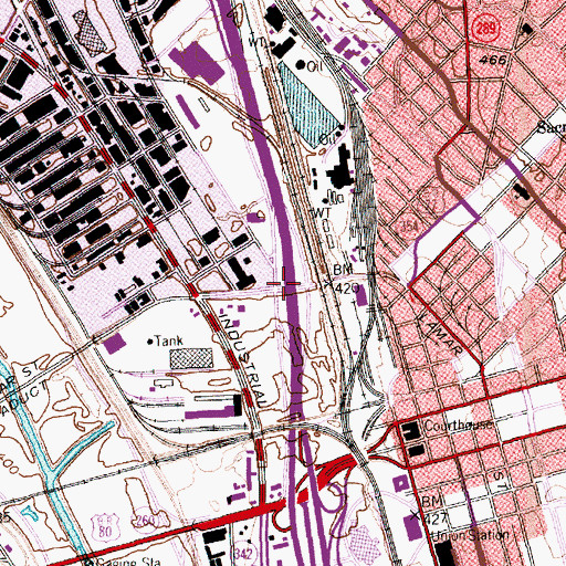 Topographic Map of Interchange 429A, TX