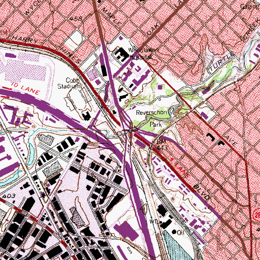 Topographic Map of Interchange 430A, TX