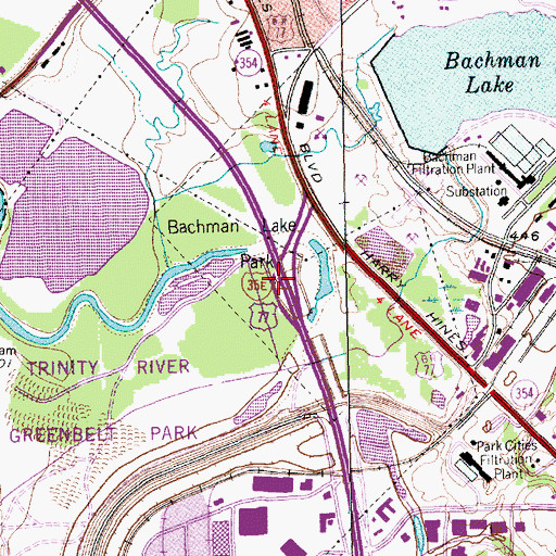 Topographic Map of Interchange 435, TX