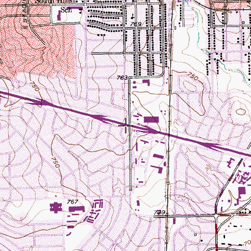 Topographic Map of Interchange 435, TX