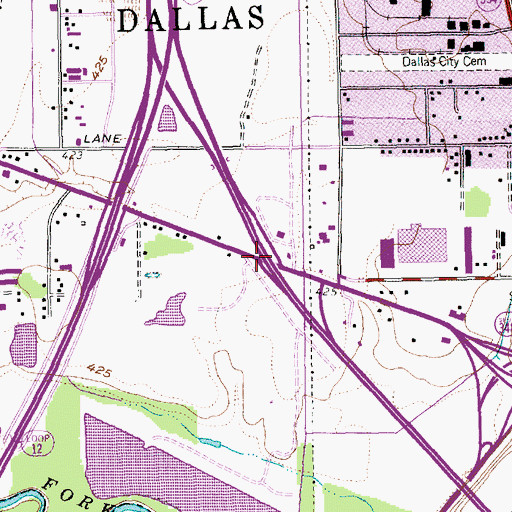 Topographic Map of Interchange 436, TX