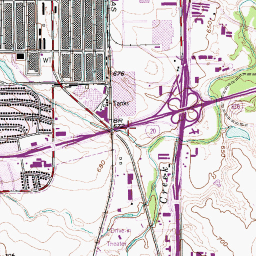 Topographic Map of Interchange 437A, TX
