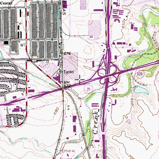 Topographic Map of Interchange 437B, TX