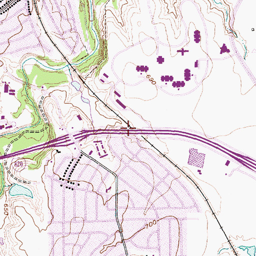 Topographic Map of Interchange 438, TX