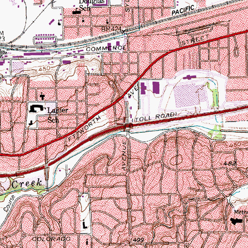Topographic Map of Interchange 43A and 43B, TX
