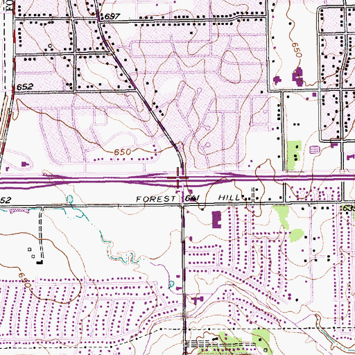 Topographic Map of Interchange 440B, TX