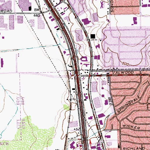 Topographic Map of Interchange 442, TX
