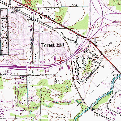 Topographic Map of Interchange 442A, TX