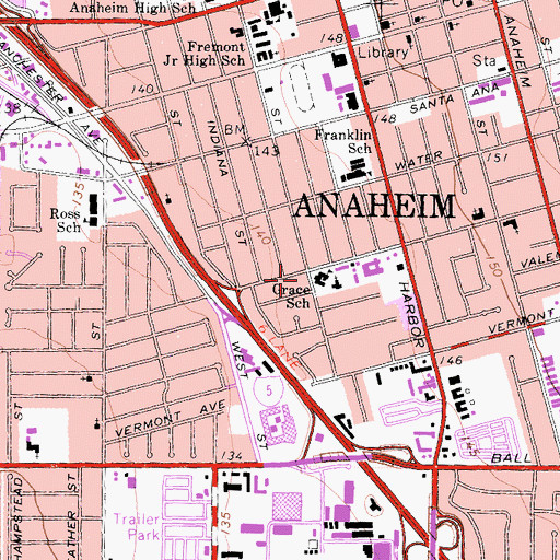Topographic Map of Grace School, CA