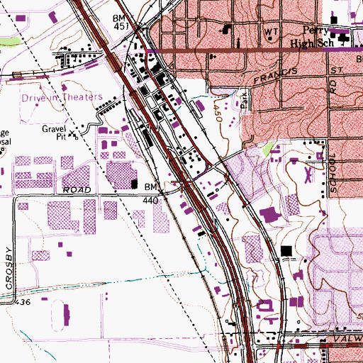 Topographic Map of Interchange 443A, TX
