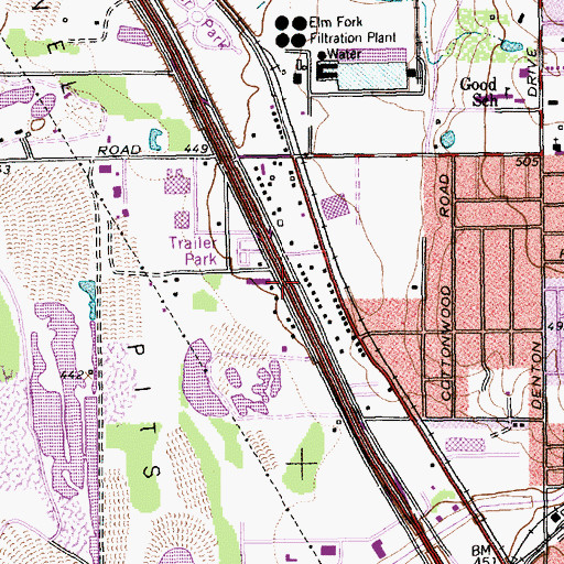 Topographic Map of Interchange 443C, TX