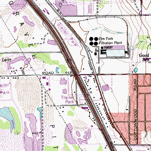 Topographic Map of Interchange 444, TX