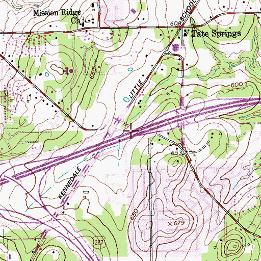 Topographic Map of Interchange 445, TX