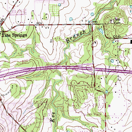 Topographic Map of Interchange 447, TX