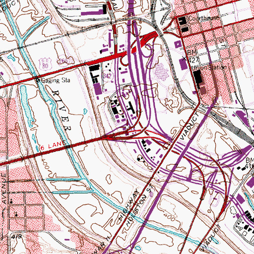 Topographic Map of Interchange 44B, TX
