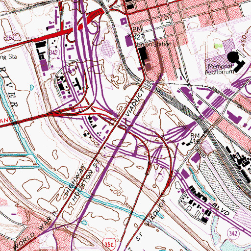 Topographic Map of Interchange 45, TX