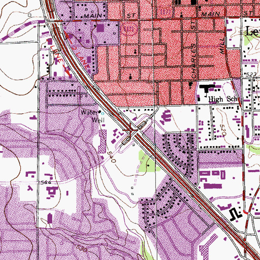 Topographic Map of Interchange 451, TX