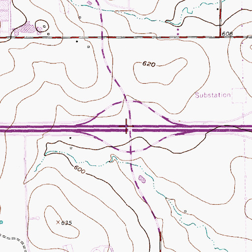 Topographic Map of Interchange 451, TX