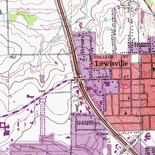 Topographic Map of Interchange 452, TX