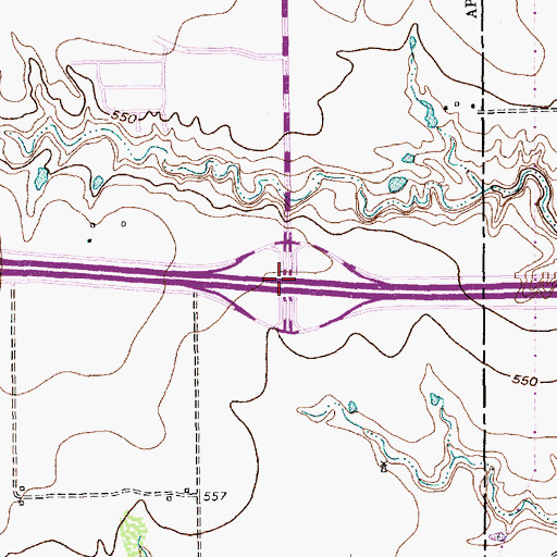 Topographic Map of Interchange 454, TX